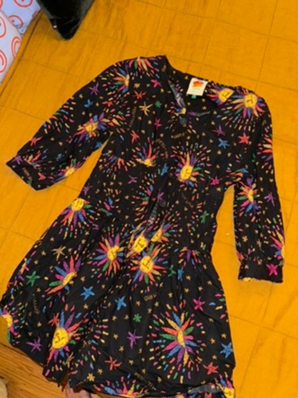 Farm Rio Celestial Print Long Sleeve Mini Dress, Sz S, NWOT - Picture 2 of 3